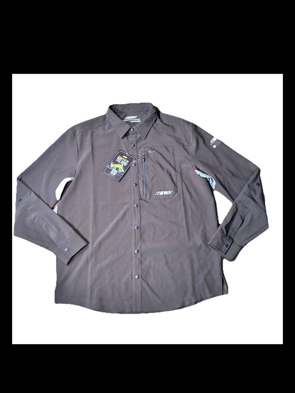 509 Step Down Mens Button Up Long Sleeve Pit Shirt Black Size Large
